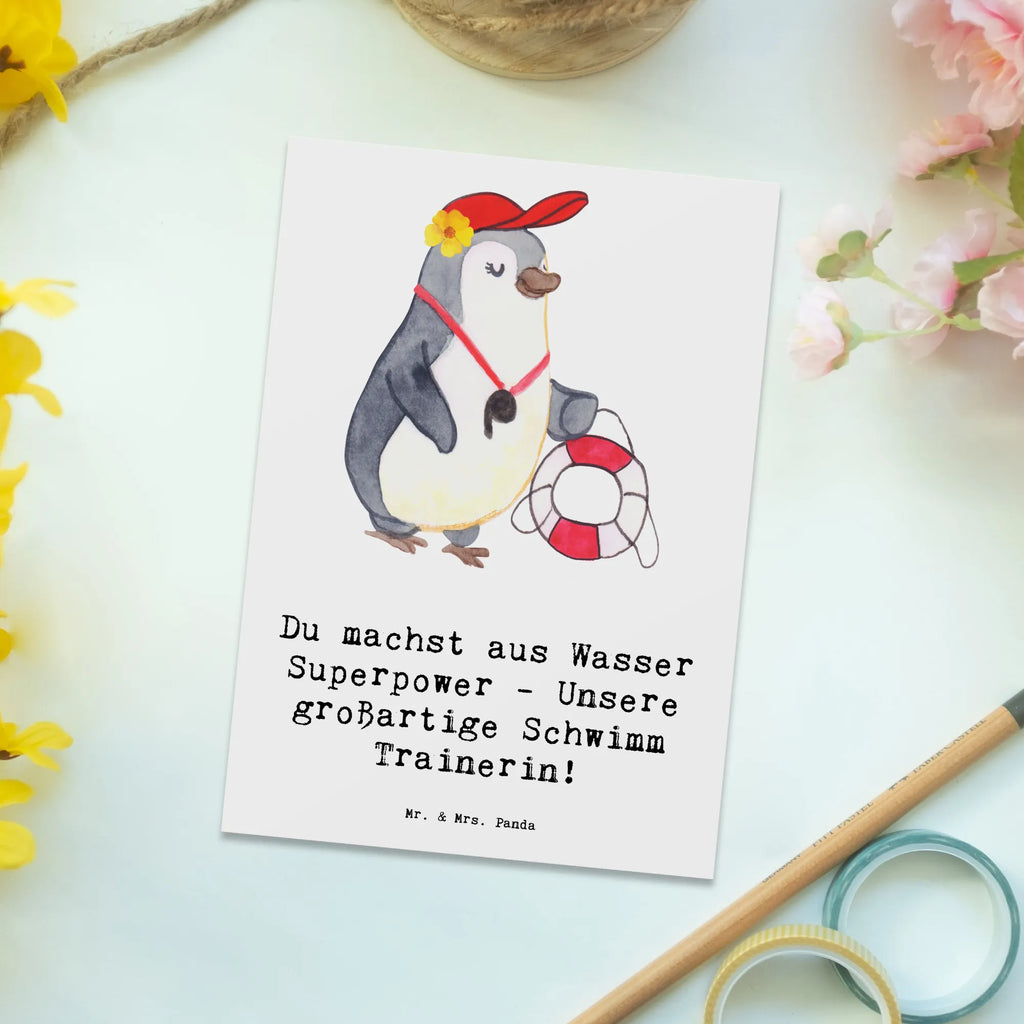 Postkarte Superpower Schwimmen Trainerin Postkarte, Karte, Geschenkkarte, Grußkarte, Einladung, Ansichtskarte, Geburtstagskarte, Einladungskarte, Dankeskarte, Ansichtskarten, Einladung Geburtstag, Einladungskarten Geburtstag, Geschenk, Sport, Sportart, Hobby, Schenken, Danke, Dankeschön, Auszeichnung, Gewinn, Sportler