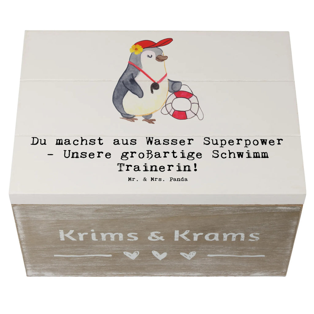 Holzkiste Superpower Schwimmen Trainerin Holzkiste, Kiste, Schatzkiste, Truhe, Schatulle, XXL, Erinnerungsbox, Erinnerungskiste, Dekokiste, Aufbewahrungsbox, Geschenkbox, Geschenkdose, Geschenk, Sport, Sportart, Hobby, Schenken, Danke, Dankeschön, Auszeichnung, Gewinn, Sportler