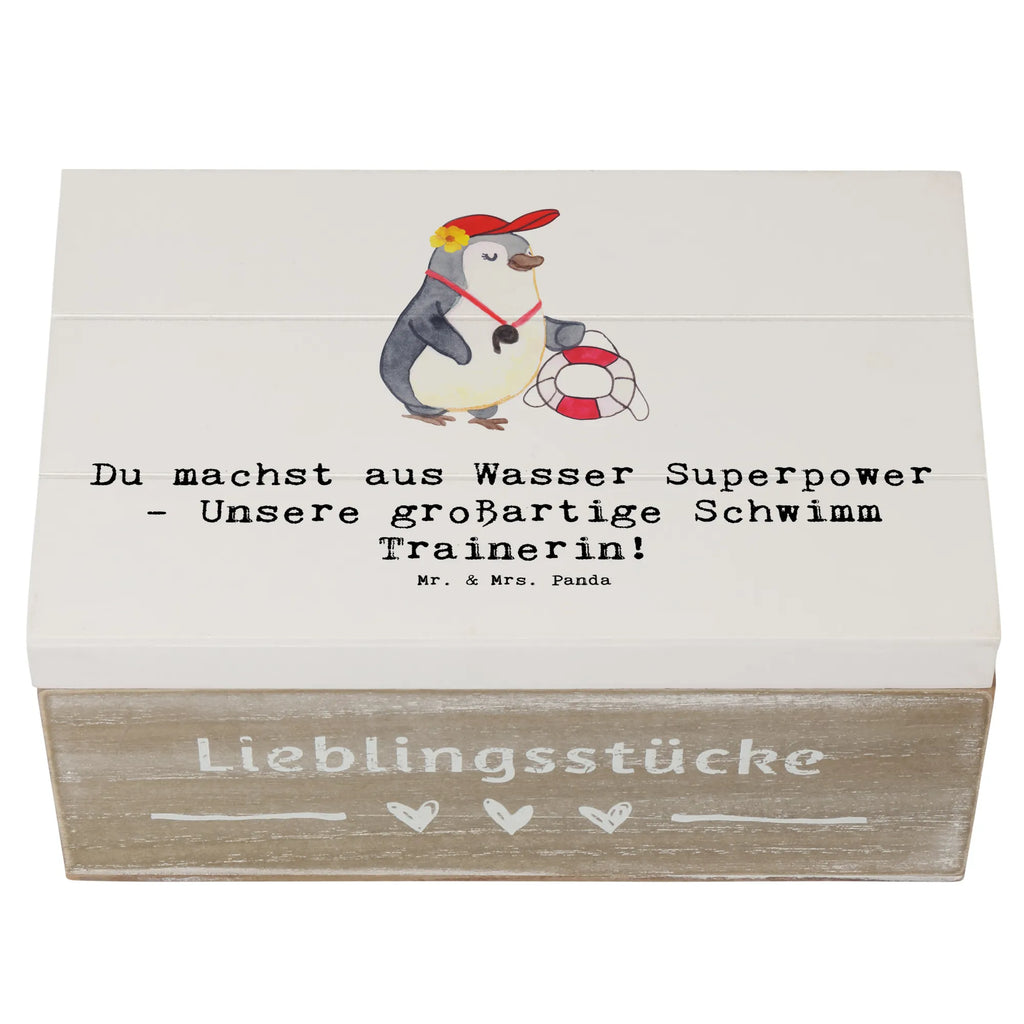 Holzkiste Superpower Schwimmen Trainerin Holzkiste, Kiste, Schatzkiste, Truhe, Schatulle, XXL, Erinnerungsbox, Erinnerungskiste, Dekokiste, Aufbewahrungsbox, Geschenkbox, Geschenkdose, Geschenk, Sport, Sportart, Hobby, Schenken, Danke, Dankeschön, Auszeichnung, Gewinn, Sportler