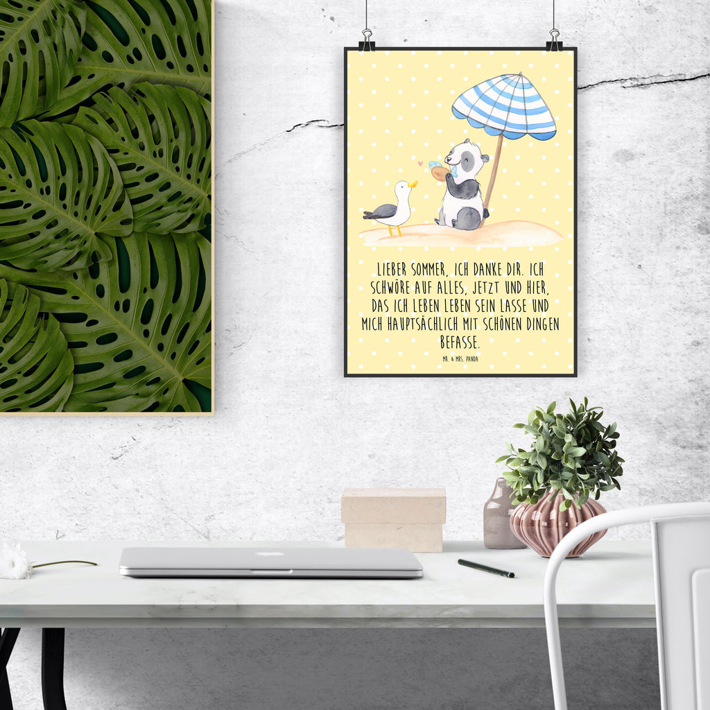 Poster Lieber Sommer Poster, Wandposter, Bild, Wanddeko, Küchenposter, Kinderposter, Wanddeko Bild, Raumdekoration, Wanddekoration, Handgemaltes Poster, Mr. & Mrs. Panda Poster, Designposter, Kunstdruck, Posterdruck, Sommer, Sommermotive, Urlaubsmotive, Produkte für Urlauber, Sommer Produkte