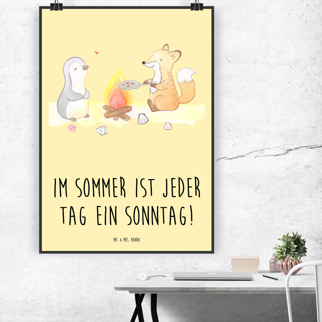 Poster Sommer Sonntag Poster, Wandposter, Bild, Wanddeko, Küchenposter, Kinderposter, Wanddeko Bild, Raumdekoration, Wanddekoration, Handgemaltes Poster, Mr. & Mrs. Panda Poster, Designposter, Kunstdruck, Posterdruck, Sommer, Sommermotive, Urlaubsmotive, Produkte für Urlauber, Sommer Produkte