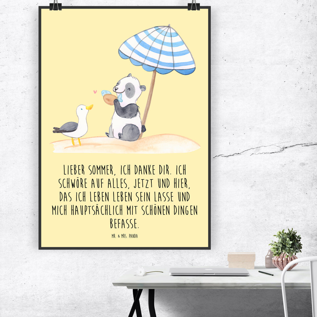 Poster Lieber Sommer Poster, Wandposter, Bild, Wanddeko, Küchenposter, Kinderposter, Wanddeko Bild, Raumdekoration, Wanddekoration, Handgemaltes Poster, Mr. & Mrs. Panda Poster, Designposter, Kunstdruck, Posterdruck, Sommer, Sommermotive, Urlaubsmotive, Produkte für Urlauber, Sommer Produkte