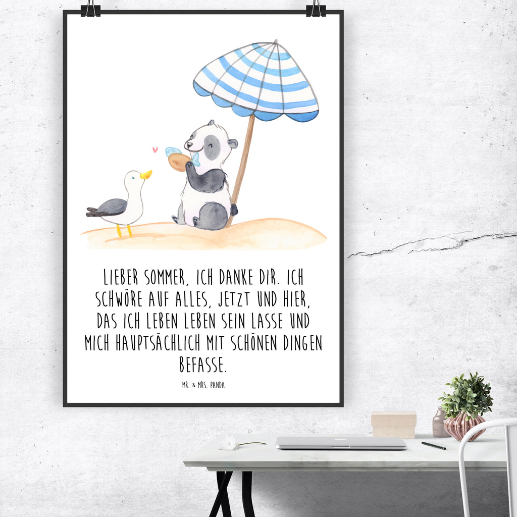 Poster Lieber Sommer Poster, Wandposter, Bild, Wanddeko, Küchenposter, Kinderposter, Wanddeko Bild, Raumdekoration, Wanddekoration, Handgemaltes Poster, Mr. & Mrs. Panda Poster, Designposter, Kunstdruck, Posterdruck, Sommer, Sommermotive, Urlaubsmotive, Produkte für Urlauber, Sommer Produkte