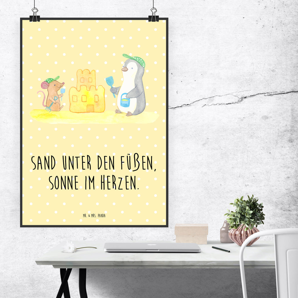 Poster Sommer Meer Strand Poster, Wandposter, Bild, Wanddeko, Küchenposter, Kinderposter, Wanddeko Bild, Raumdekoration, Wanddekoration, Handgemaltes Poster, Mr. & Mrs. Panda Poster, Designposter, Kunstdruck, Posterdruck, Sommer, Sommermotive, Urlaubsmotive, Produkte für Urlauber, Sommer Produkte