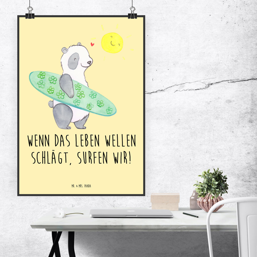 Poster Sommer Wellen Surf Poster, Wandposter, Bild, Wanddeko, Küchenposter, Kinderposter, Wanddeko Bild, Raumdekoration, Wanddekoration, Handgemaltes Poster, Mr. & Mrs. Panda Poster, Designposter, Kunstdruck, Posterdruck, Sommer, Sommermotive, Urlaubsmotive, Produkte für Urlauber, Sommer Produkte