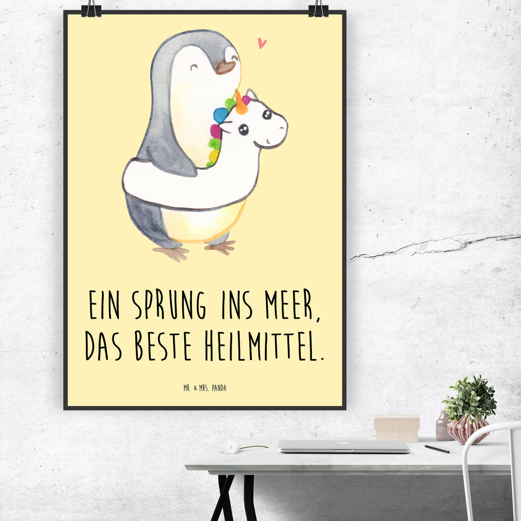 Poster Sommermeerheilkraft Poster, Wandposter, Bild, Wanddeko, Küchenposter, Kinderposter, Wanddeko Bild, Raumdekoration, Wanddekoration, Handgemaltes Poster, Mr. & Mrs. Panda Poster, Designposter, Kunstdruck, Posterdruck, Sommer, Sommermotive, Urlaubsmotive, Produkte für Urlauber, Sommer Produkte