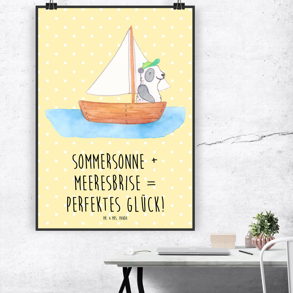 Poster Sommer Meer Glück Poster, Wandposter, Bild, Wanddeko, Küchenposter, Kinderposter, Wanddeko Bild, Raumdekoration, Wanddekoration, Handgemaltes Poster, Mr. & Mrs. Panda Poster, Designposter, Kunstdruck, Posterdruck, Sommer, Sommermotive, Urlaubsmotive, Produkte für Urlauber, Sommer Produkte