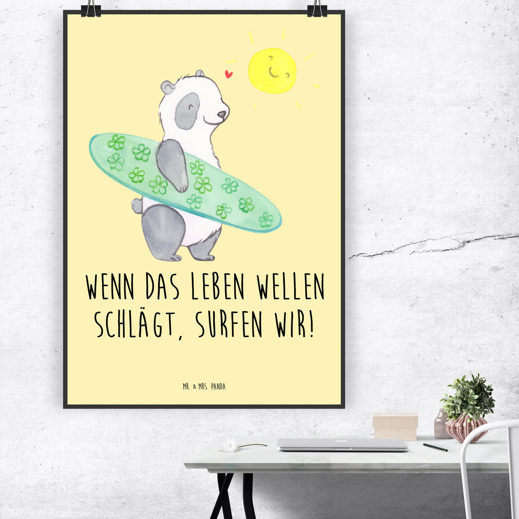 Poster Sommer Wellen Surf Poster, Wandposter, Bild, Wanddeko, Küchenposter, Kinderposter, Wanddeko Bild, Raumdekoration, Wanddekoration, Handgemaltes Poster, Mr. & Mrs. Panda Poster, Designposter, Kunstdruck, Posterdruck, Sommer, Sommermotive, Urlaubsmotive, Produkte für Urlauber, Sommer Produkte