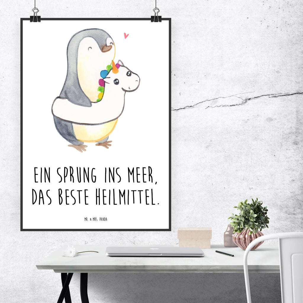 Poster Sommermeerheilkraft Poster, Wandposter, Bild, Wanddeko, Küchenposter, Kinderposter, Wanddeko Bild, Raumdekoration, Wanddekoration, Handgemaltes Poster, Mr. & Mrs. Panda Poster, Designposter, Kunstdruck, Posterdruck, Sommer, Sommermotive, Urlaubsmotive, Produkte für Urlauber, Sommer Produkte