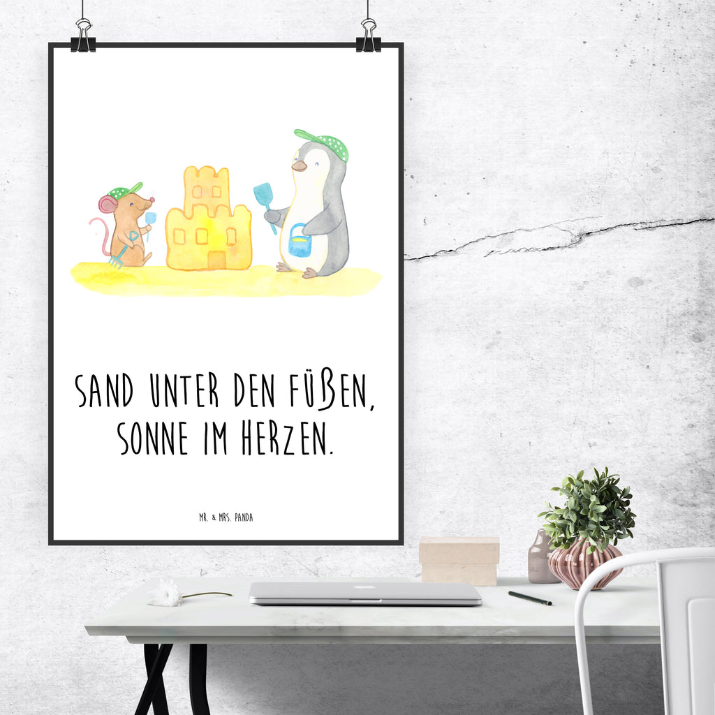 Poster Sommer Meer Strand Poster, Wandposter, Bild, Wanddeko, Küchenposter, Kinderposter, Wanddeko Bild, Raumdekoration, Wanddekoration, Handgemaltes Poster, Mr. & Mrs. Panda Poster, Designposter, Kunstdruck, Posterdruck, Sommer, Sommermotive, Urlaubsmotive, Produkte für Urlauber, Sommer Produkte