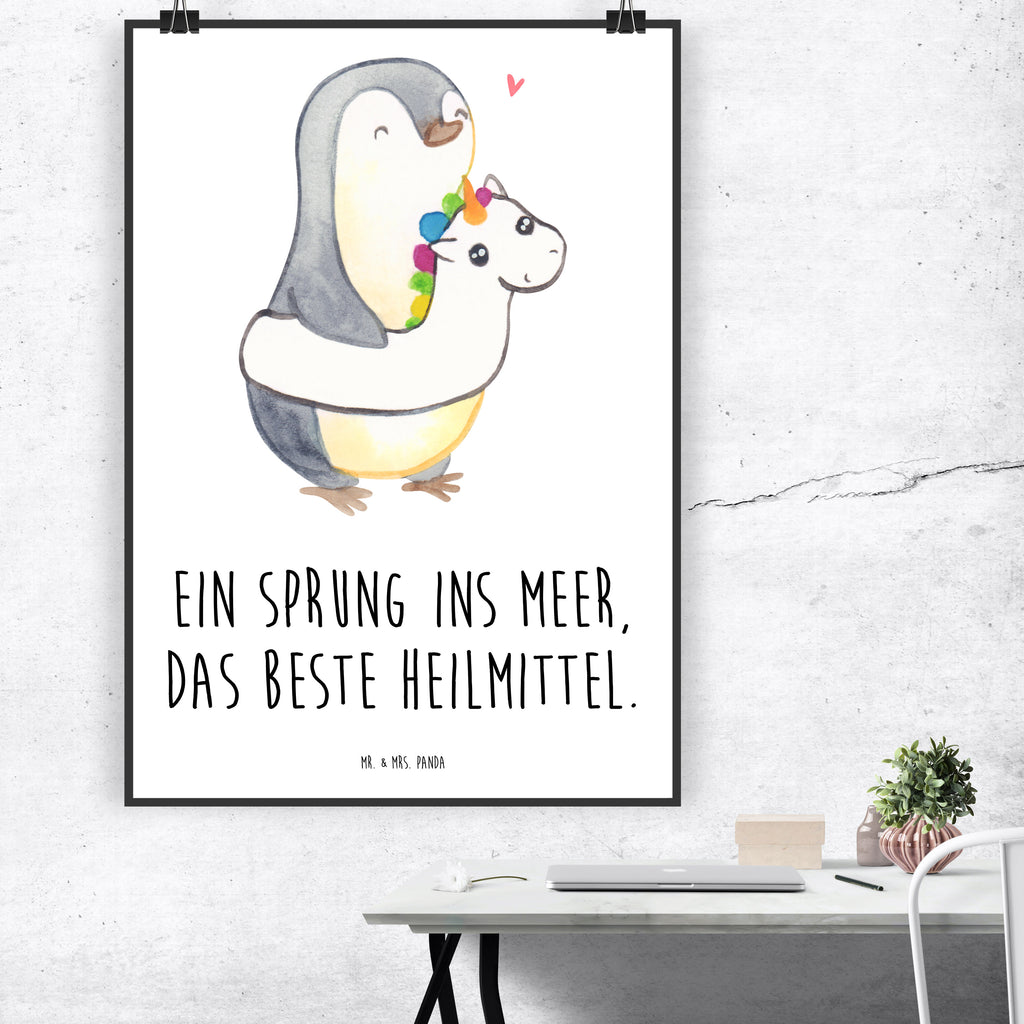 Poster Sommermeerheilkraft Poster, Wandposter, Bild, Wanddeko, Küchenposter, Kinderposter, Wanddeko Bild, Raumdekoration, Wanddekoration, Handgemaltes Poster, Mr. & Mrs. Panda Poster, Designposter, Kunstdruck, Posterdruck, Sommer, Sommermotive, Urlaubsmotive, Produkte für Urlauber, Sommer Produkte