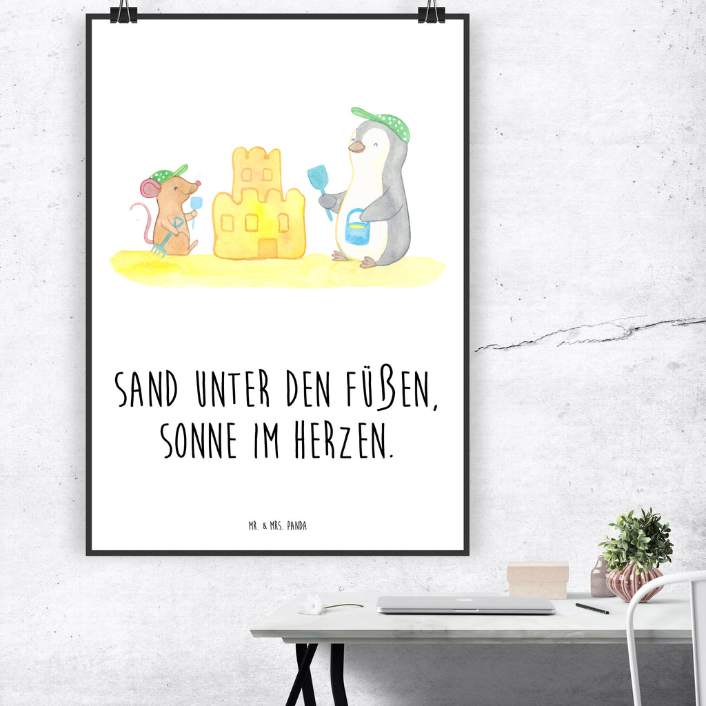 Poster Sommer Meer Strand Poster, Wandposter, Bild, Wanddeko, Küchenposter, Kinderposter, Wanddeko Bild, Raumdekoration, Wanddekoration, Handgemaltes Poster, Mr. & Mrs. Panda Poster, Designposter, Kunstdruck, Posterdruck, Sommer, Sommermotive, Urlaubsmotive, Produkte für Urlauber, Sommer Produkte