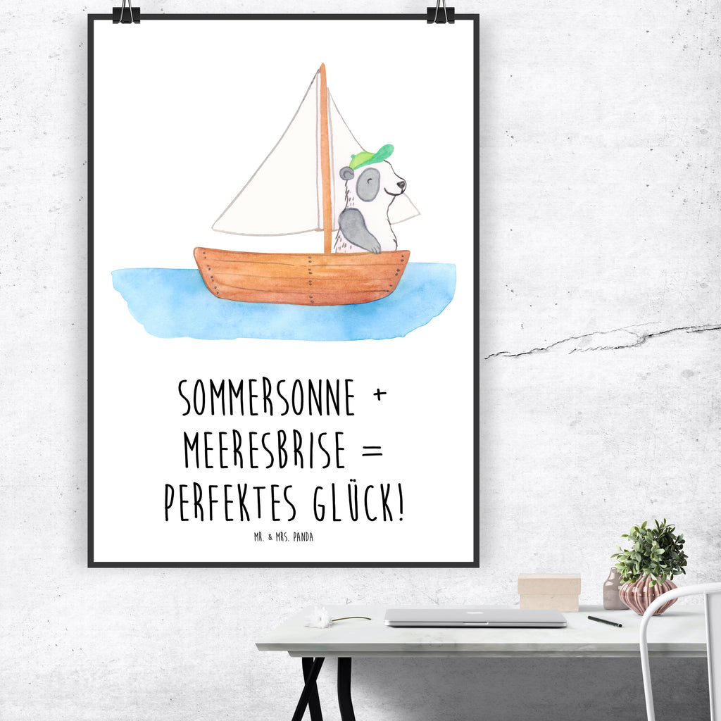 Poster Sommer Meer Glück Poster, Wandposter, Bild, Wanddeko, Küchenposter, Kinderposter, Wanddeko Bild, Raumdekoration, Wanddekoration, Handgemaltes Poster, Mr. & Mrs. Panda Poster, Designposter, Kunstdruck, Posterdruck, Sommer, Sommermotive, Urlaubsmotive, Produkte für Urlauber, Sommer Produkte