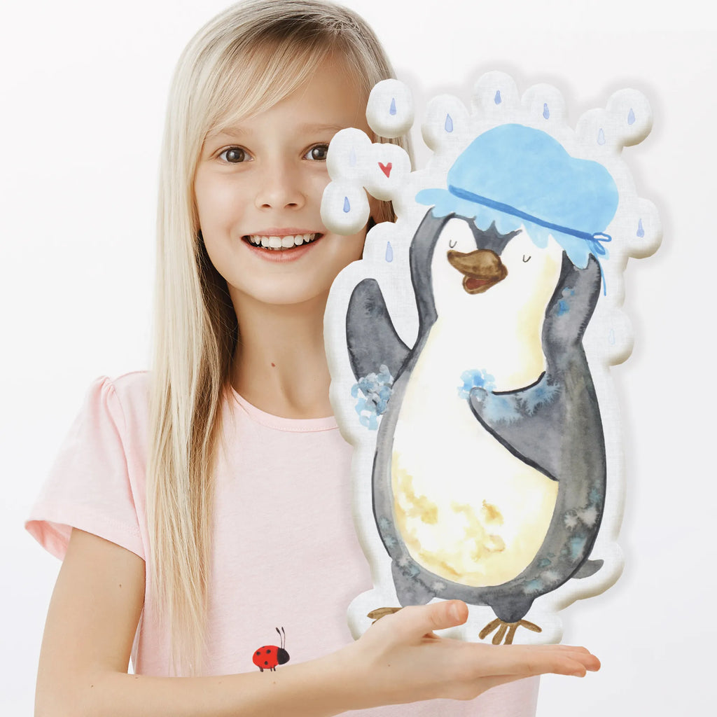 Personalisiertes Tierkissen Pinguin Duschen Personalisiertes Tierkissen, Pinguin, Pinguine, Dusche, duschen, Lebensmotto, Motivation, Neustart, Neuanfang, glücklich sein