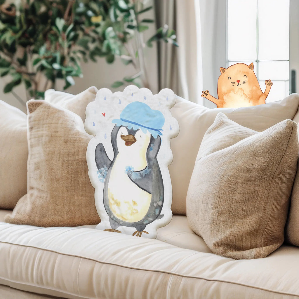 Personalisiertes Tierkissen Pinguin Duschen Personalisiertes Tierkissen, Pinguin, Pinguine, Dusche, duschen, Lebensmotto, Motivation, Neustart, Neuanfang, glücklich sein