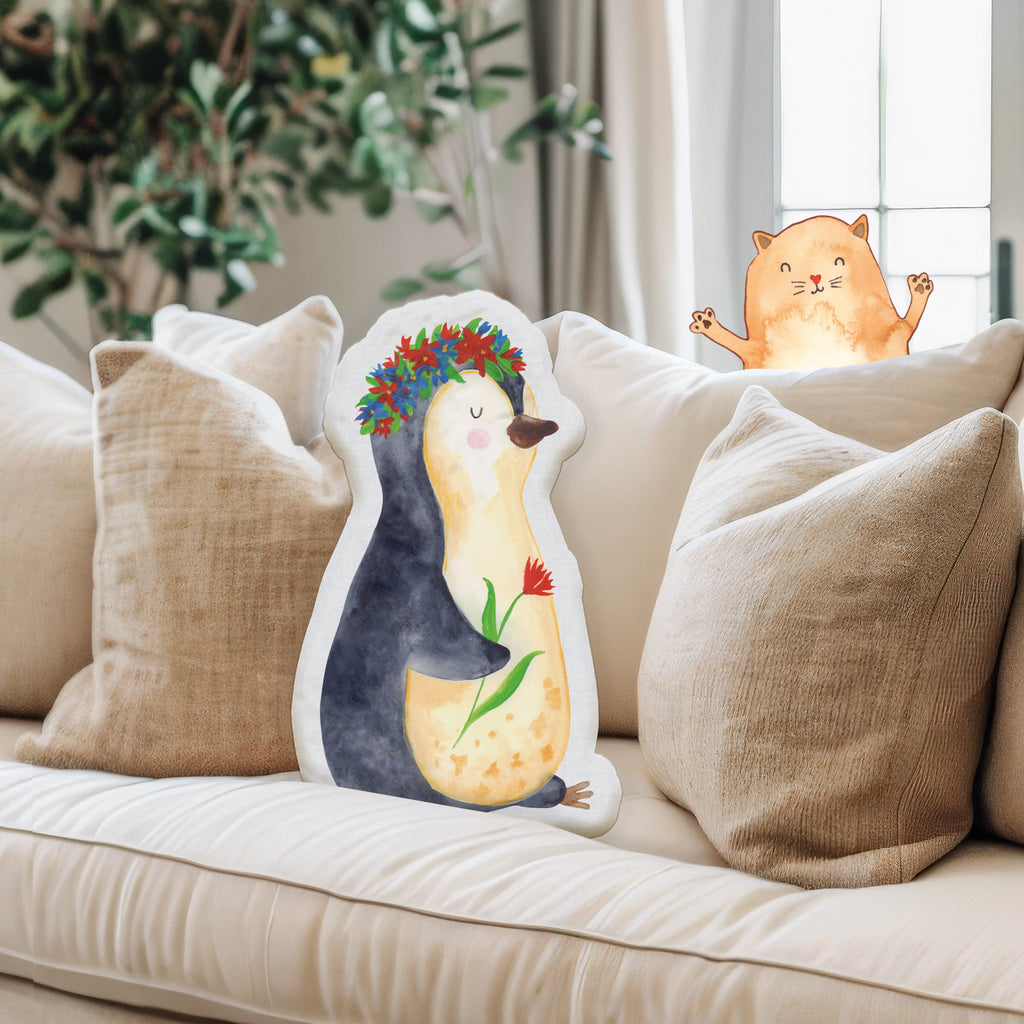 Personalisiertes Tierkissen Pinguin Blumen Personalisiertes Tierkissen, Pinguin, Pinguine, Blumenkranz, Universum, Leben, Wünsche, Ziele, Lebensziele, Motivation, Lebenslust, Liebeskummer, Geschenkidee