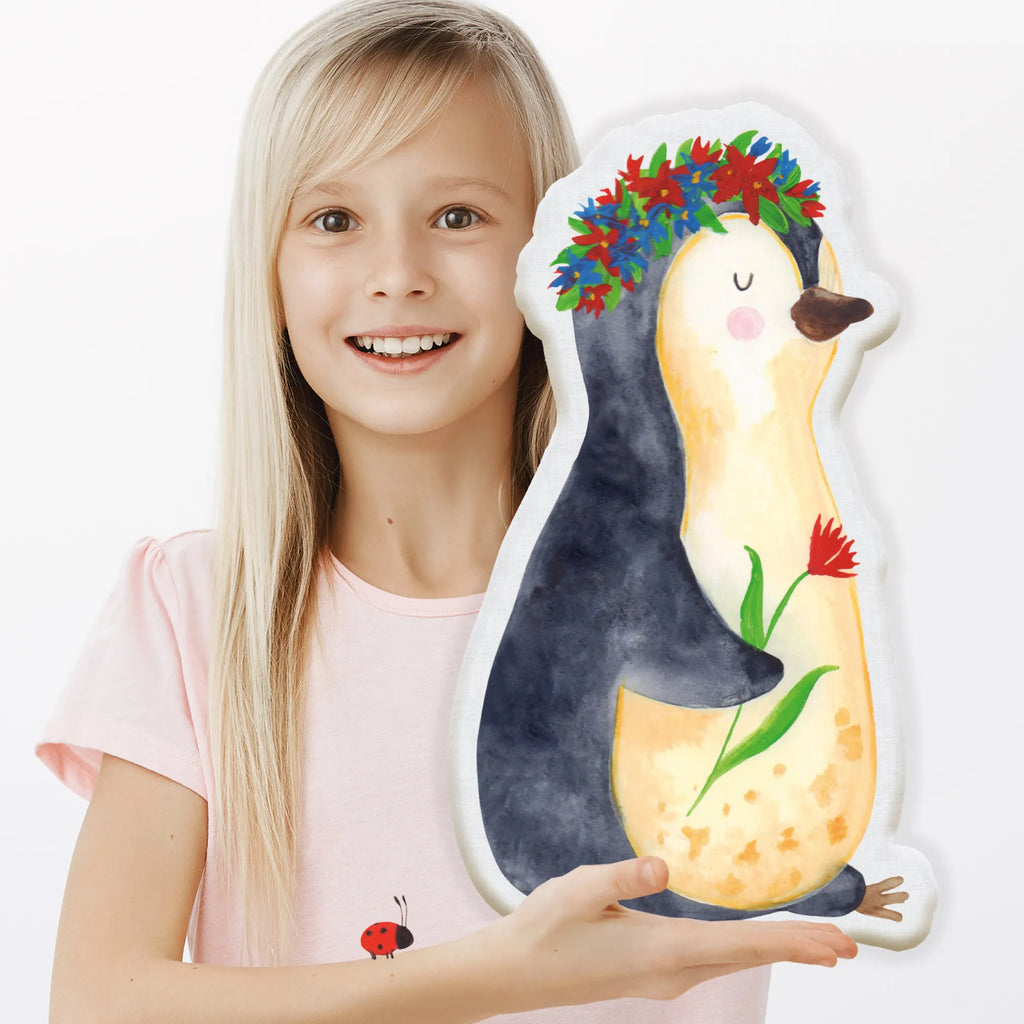 Personalisiertes Tierkissen Pinguin Blumen Personalisiertes Tierkissen, Pinguin, Pinguine, Blumenkranz, Universum, Leben, Wünsche, Ziele, Lebensziele, Motivation, Lebenslust, Liebeskummer, Geschenkidee