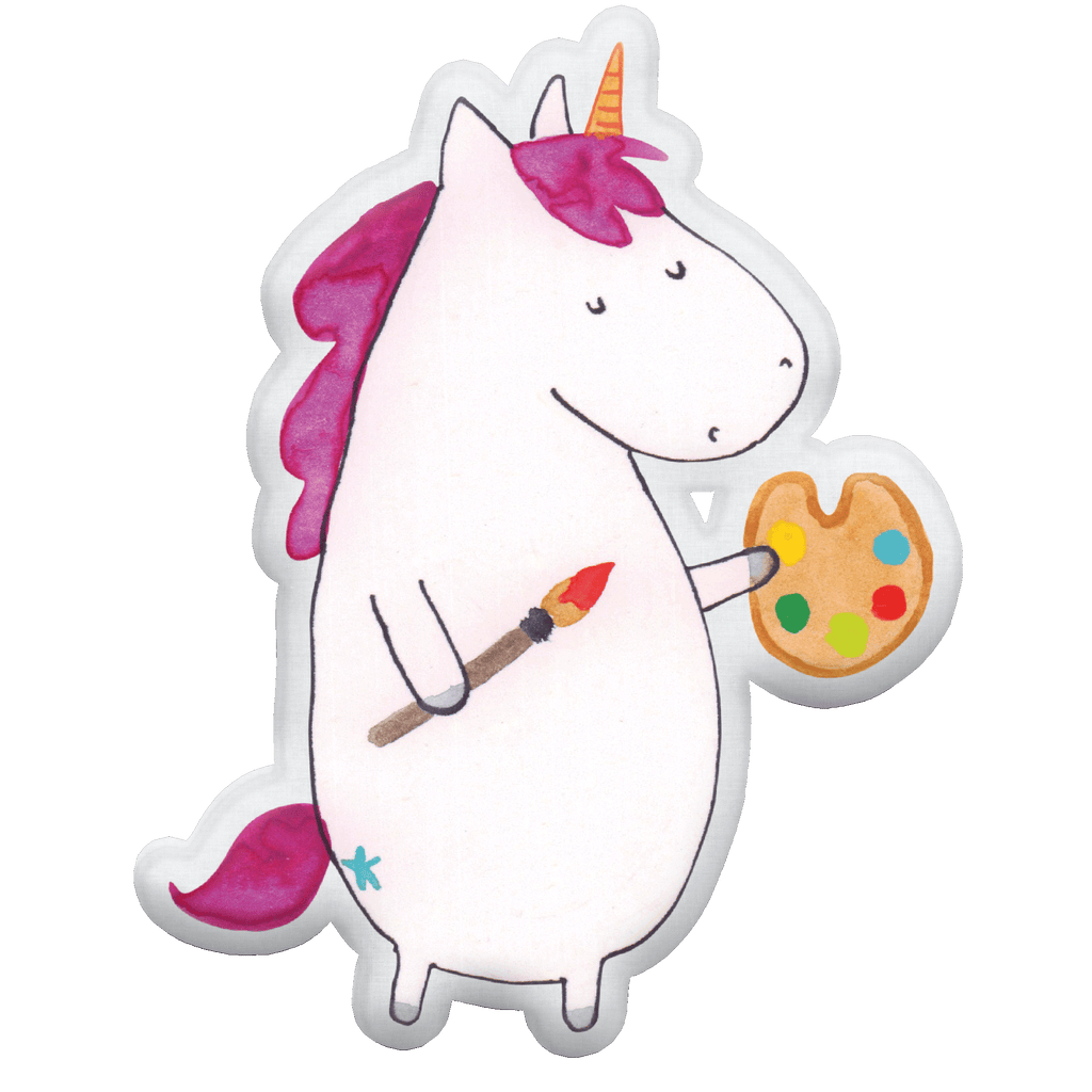 Kissen Kuscheltier Einhorn Künstler Tierkissen, Kuscheltier, Plüschtier, Einhorn, Einhörner, Einhorn Deko, Pegasus, Unicorn, Englisch, Künstler, Artist, Malen, Zeichnen, Welt, Farbe, Stift, Pinsel, Geschenk, Maler