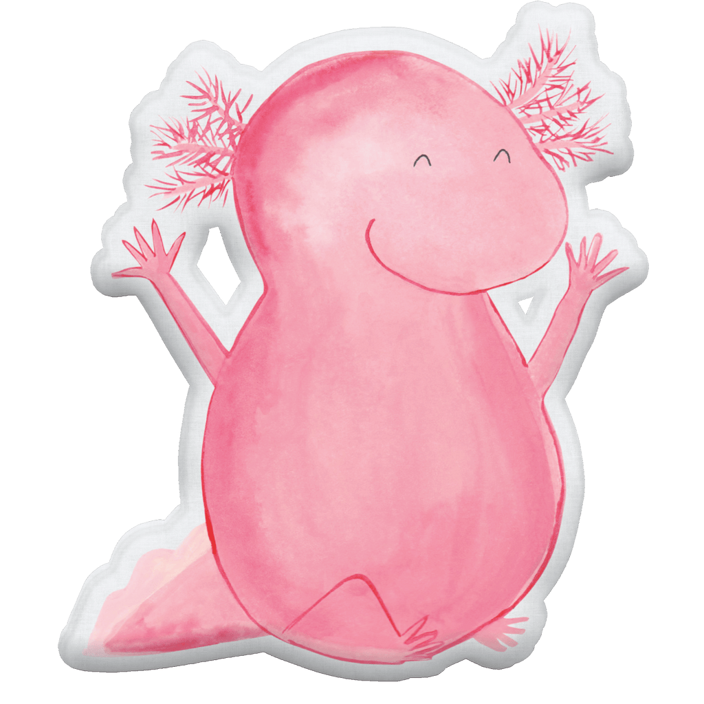 Kissen Kuscheltier Axolotl Hurra Tierkissen, Kuscheltier, Plüschtier, Axolotl, Molch, Axolot, Schwanzlurch, Lurch, Lurche, fröhlich, Spaß, Freude, Motivation, Zufriedenheit