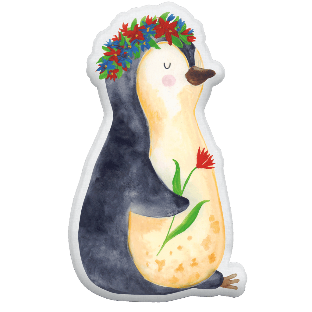 Tierkissen Pinguin Blumen Tierkissen, Pinguin, Pinguine, Blumenkranz, Universum, Leben, Wünsche, Ziele, Lebensziele, Motivation, Lebenslust, Liebeskummer, Geschenkidee