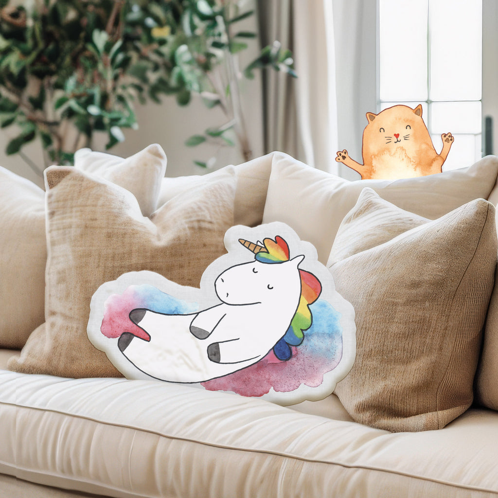 Kissen Kuscheltier Einhorn Wolke 7 Tierkissen, Kuscheltier, Plüschtier, Einhorn, Einhörner, Einhorn Deko, Pegasus, Unicorn, verliebt, Menschen, witzig, lustig, Geschenk, Glaube, Realität, Lächeln