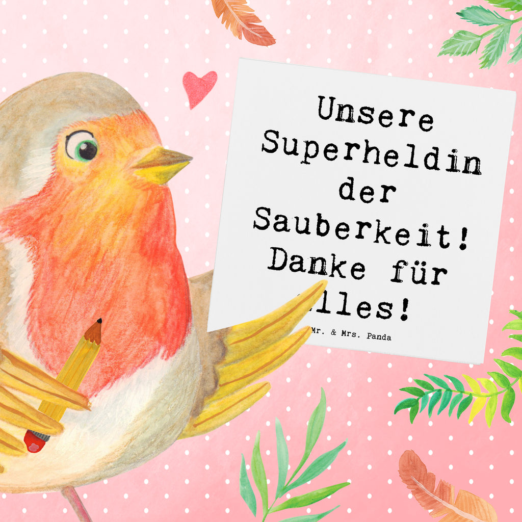 Deluxe Karte Unsere Superheldin der Sauberkeit! Danke für alles! Karte, Grußkarte, Klappkarte, Einladungskarte, Glückwunschkarte, Hochzeitskarte, Geburtstagskarte, Hochwertige Grußkarte, Hochwertige Klappkarte