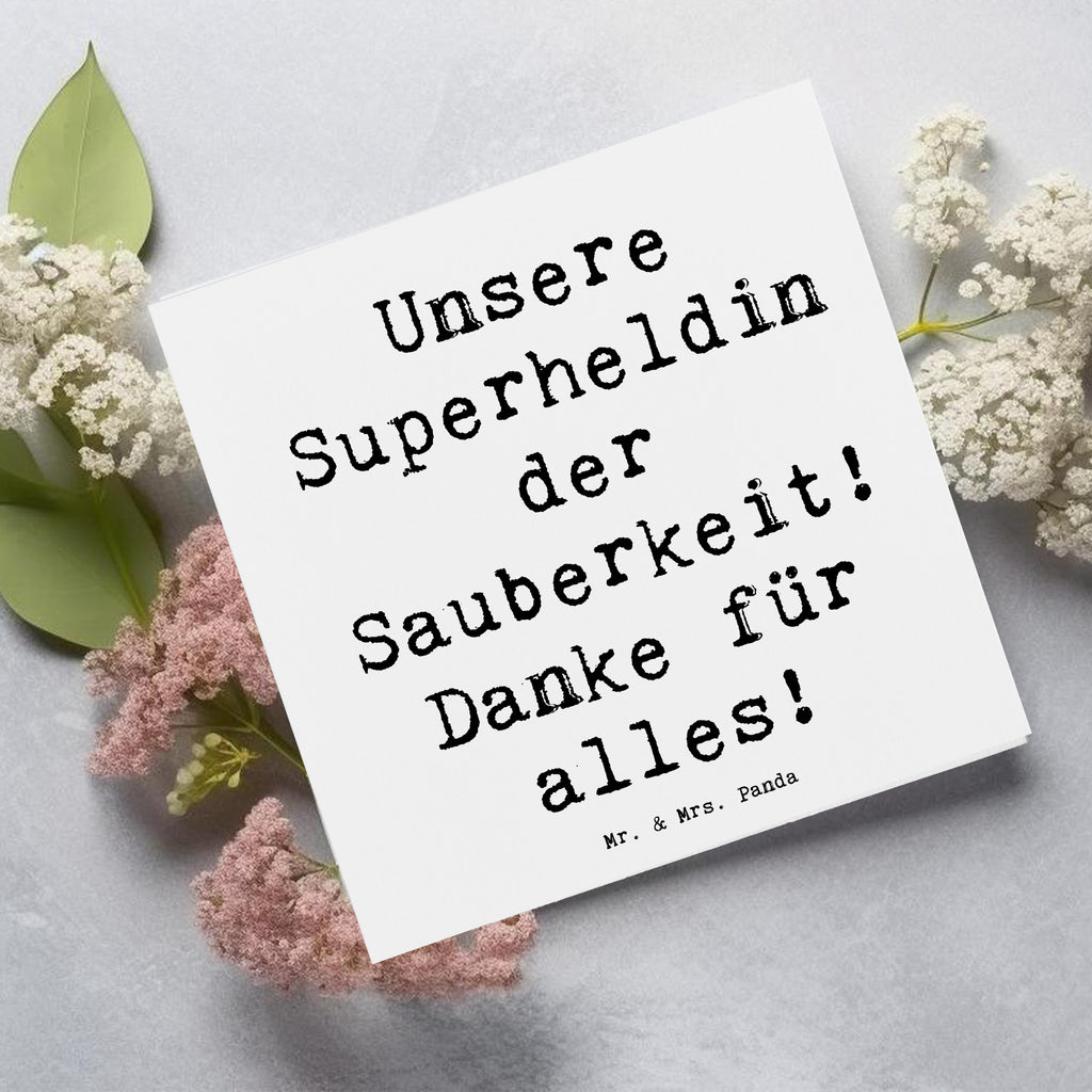 Deluxe Karte Unsere Superheldin der Sauberkeit! Danke für alles! Karte, Grußkarte, Klappkarte, Einladungskarte, Glückwunschkarte, Hochzeitskarte, Geburtstagskarte, Hochwertige Grußkarte, Hochwertige Klappkarte