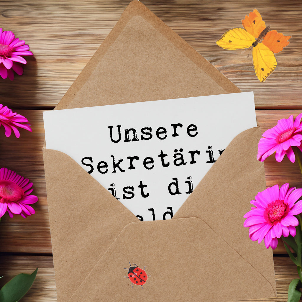 Deluxe Karte Unsere Sekretärin ist die Heldin hinter den Kulissen! Karte, Grußkarte, Klappkarte, Einladungskarte, Glückwunschkarte, Hochzeitskarte, Geburtstagskarte, Hochwertige Grußkarte, Hochwertige Klappkarte