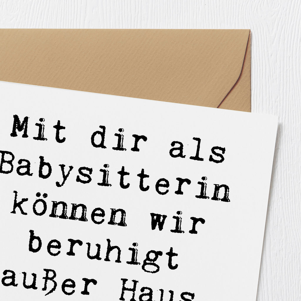 Deluxe Karte Mit dir als Babysitterin können wir beruhigt außer Haus gehen - danke für alles! Karte, Grußkarte, Klappkarte, Einladungskarte, Glückwunschkarte, Hochzeitskarte, Geburtstagskarte, Hochwertige Grußkarte, Hochwertige Klappkarte