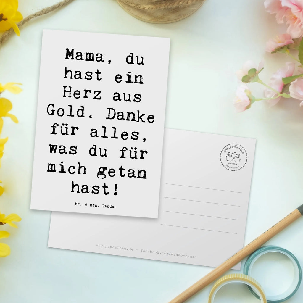 Postkarte Mama, du hast ein Herz aus Gold. Danke für alles, was du für mich getan hast! Postkarte, Karte, Geschenkkarte, Grußkarte, Einladung, Ansichtskarte, Geburtstagskarte, Einladungskarte, Dankeskarte, Ansichtskarten, Einladung Geburtstag, Einladungskarten Geburtstag