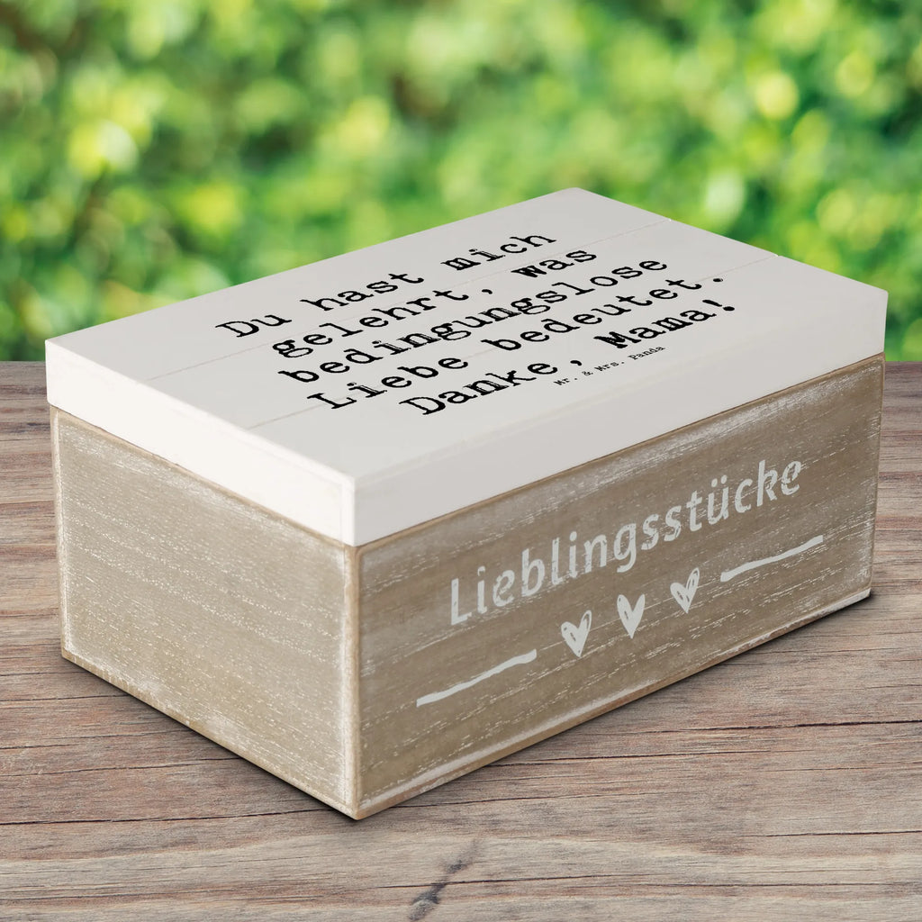 Holzkiste Du hast mich gelehrt, was bedingungslose Liebe bedeutet. Danke, Mama! Holzkiste, Kiste, Schatzkiste, Truhe, Schatulle, XXL, Erinnerungsbox, Erinnerungskiste, Dekokiste, Aufbewahrungsbox, Geschenkbox, Geschenkdose