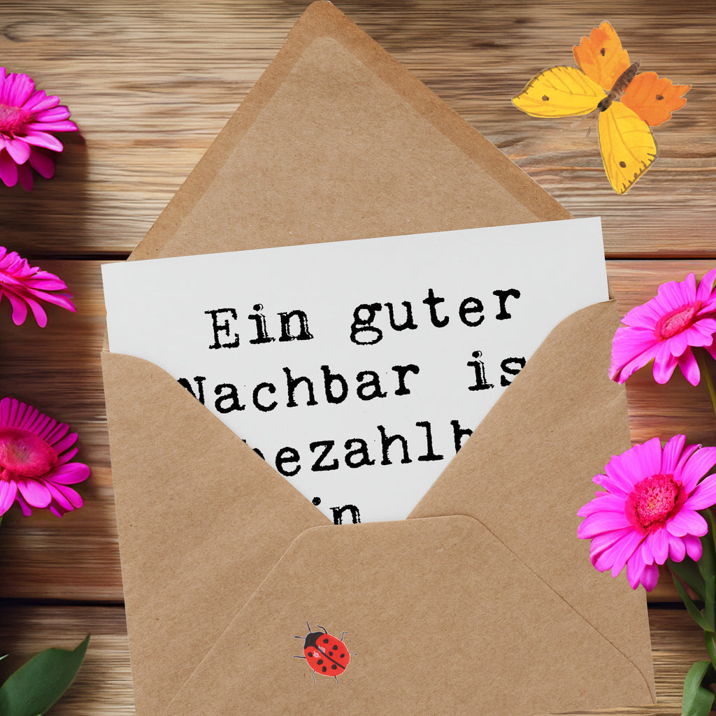 Deluxe Karte Ein guter Nachbar ist unbezahlbar. Schön, dass wir Haus an Haus wohnen. Karte, Grußkarte, Klappkarte, Einladungskarte, Glückwunschkarte, Hochzeitskarte, Geburtstagskarte, Hochwertige Grußkarte, Hochwertige Klappkarte