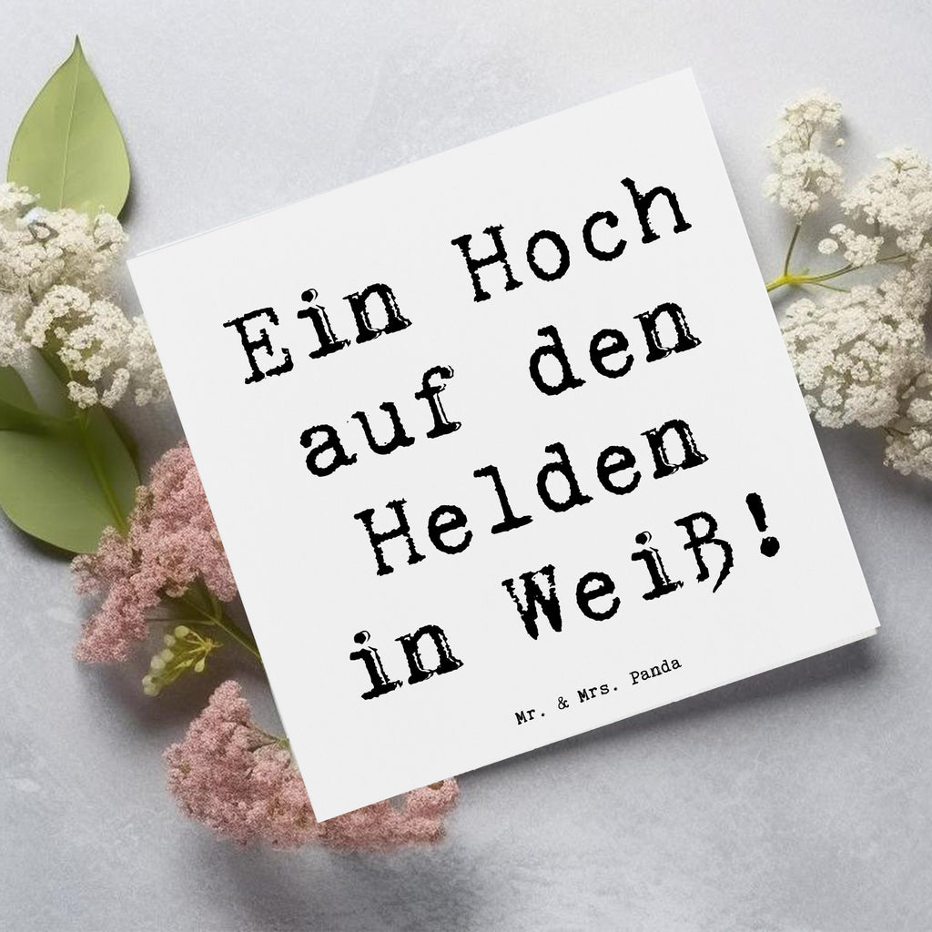 Deluxe Karte Ein Hoch auf den Helden in Weiß! Karte, Grußkarte, Klappkarte, Einladungskarte, Glückwunschkarte, Hochzeitskarte, Geburtstagskarte, Hochwertige Grußkarte, Hochwertige Klappkarte