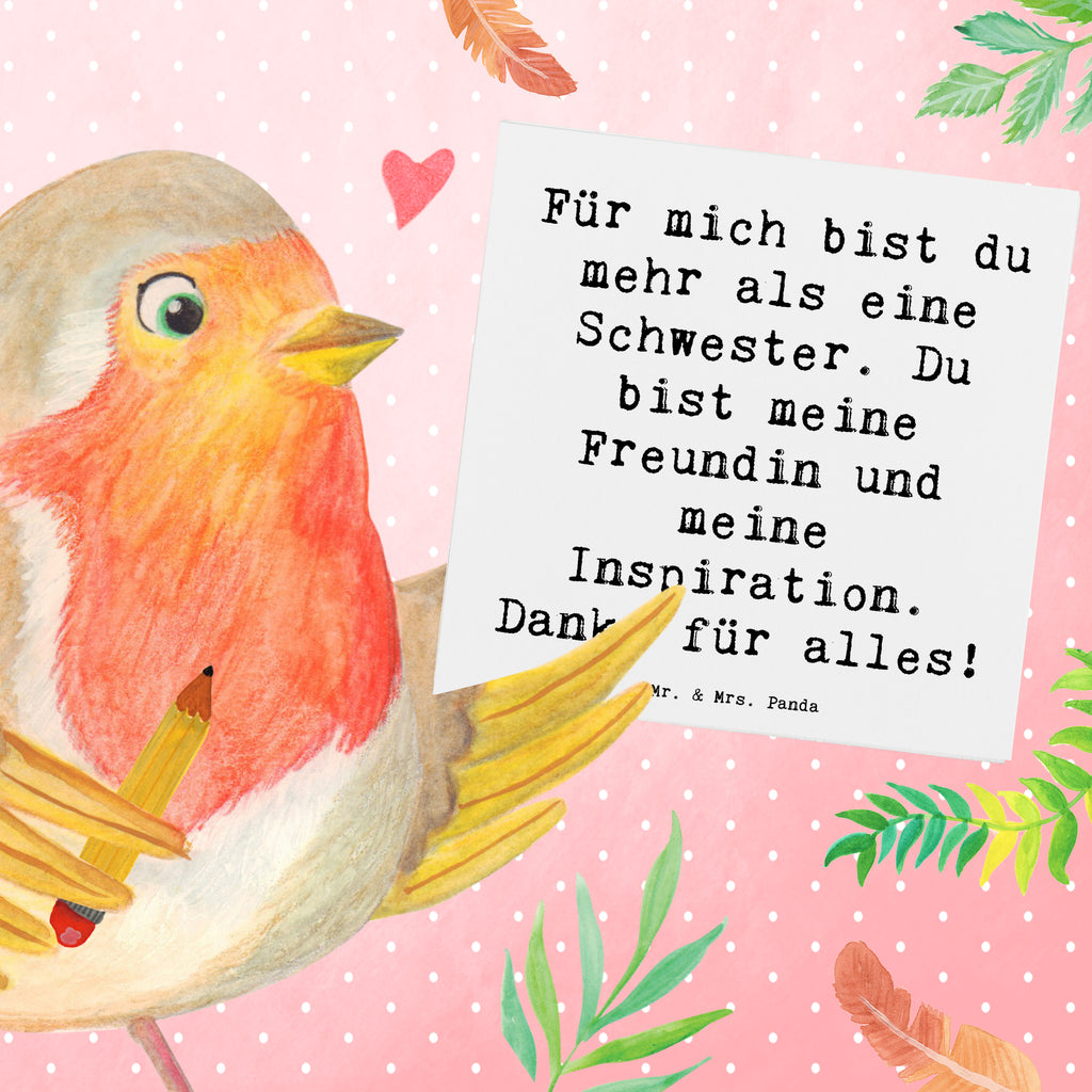 Deluxe Karte Für mich bist du mehr als eine Schwester. Du bist meine Freundin und meine Inspiration. Danke für alles! Karte, Grußkarte, Klappkarte, Einladungskarte, Glückwunschkarte, Hochzeitskarte, Geburtstagskarte, Hochwertige Grußkarte, Hochwertige Klappkarte