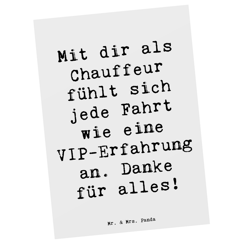 Postkarte Mit dir als Chauffeur fühlt sich jede Fahrt wie eine VIP-Erfahrung an. Danke für alles! Postkarte, Karte, Geschenkkarte, Grußkarte, Einladung, Ansichtskarte, Geburtstagskarte, Einladungskarte, Dankeskarte, Ansichtskarten, Einladung Geburtstag, Einladungskarten Geburtstag