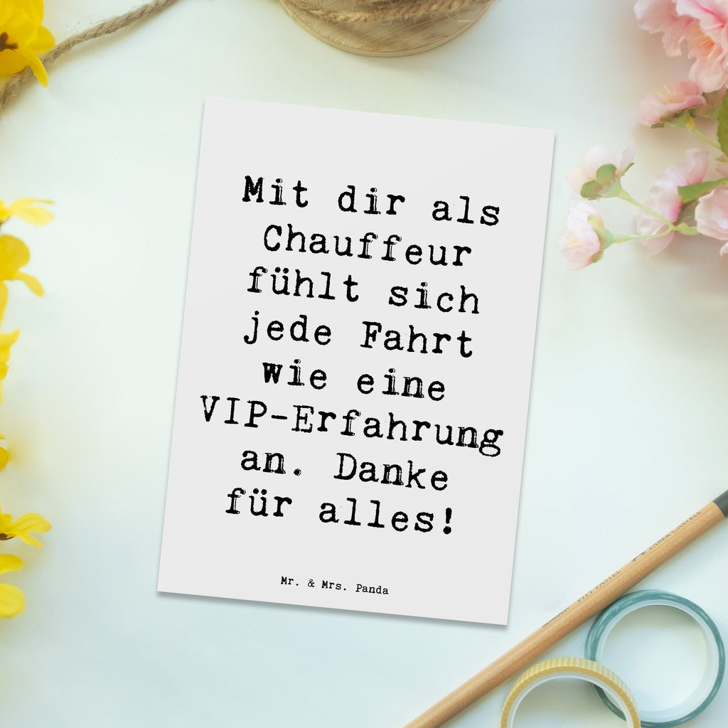 Postkarte Mit dir als Chauffeur fühlt sich jede Fahrt wie eine VIP-Erfahrung an. Danke für alles! Postkarte, Karte, Geschenkkarte, Grußkarte, Einladung, Ansichtskarte, Geburtstagskarte, Einladungskarte, Dankeskarte, Ansichtskarten, Einladung Geburtstag, Einladungskarten Geburtstag