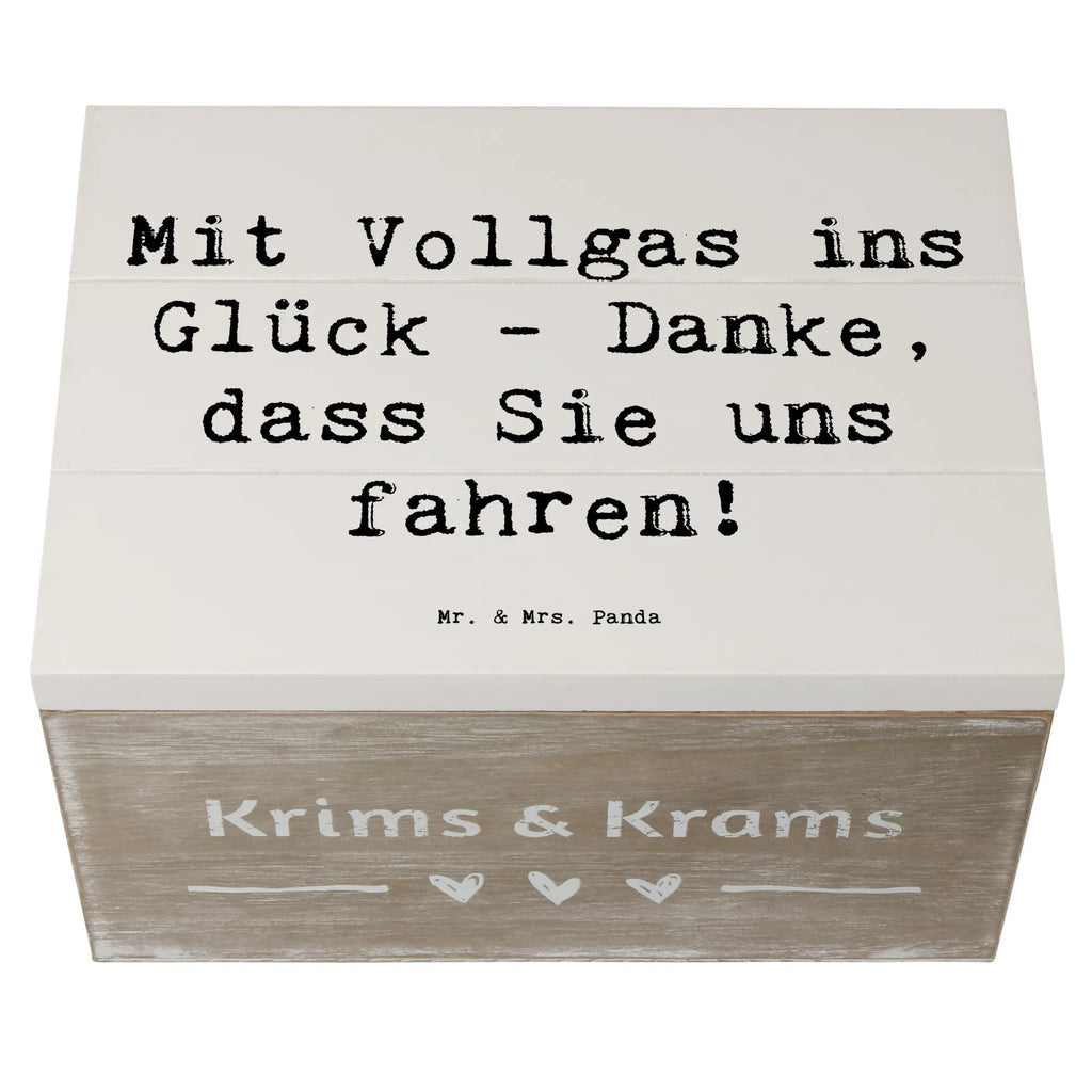 Holzkiste Mit Vollgas ins Glück - Danke, dass Sie uns fahren! Holzkiste, Kiste, Schatzkiste, Truhe, Schatulle, XXL, Erinnerungsbox, Erinnerungskiste, Dekokiste, Aufbewahrungsbox, Geschenkbox, Geschenkdose