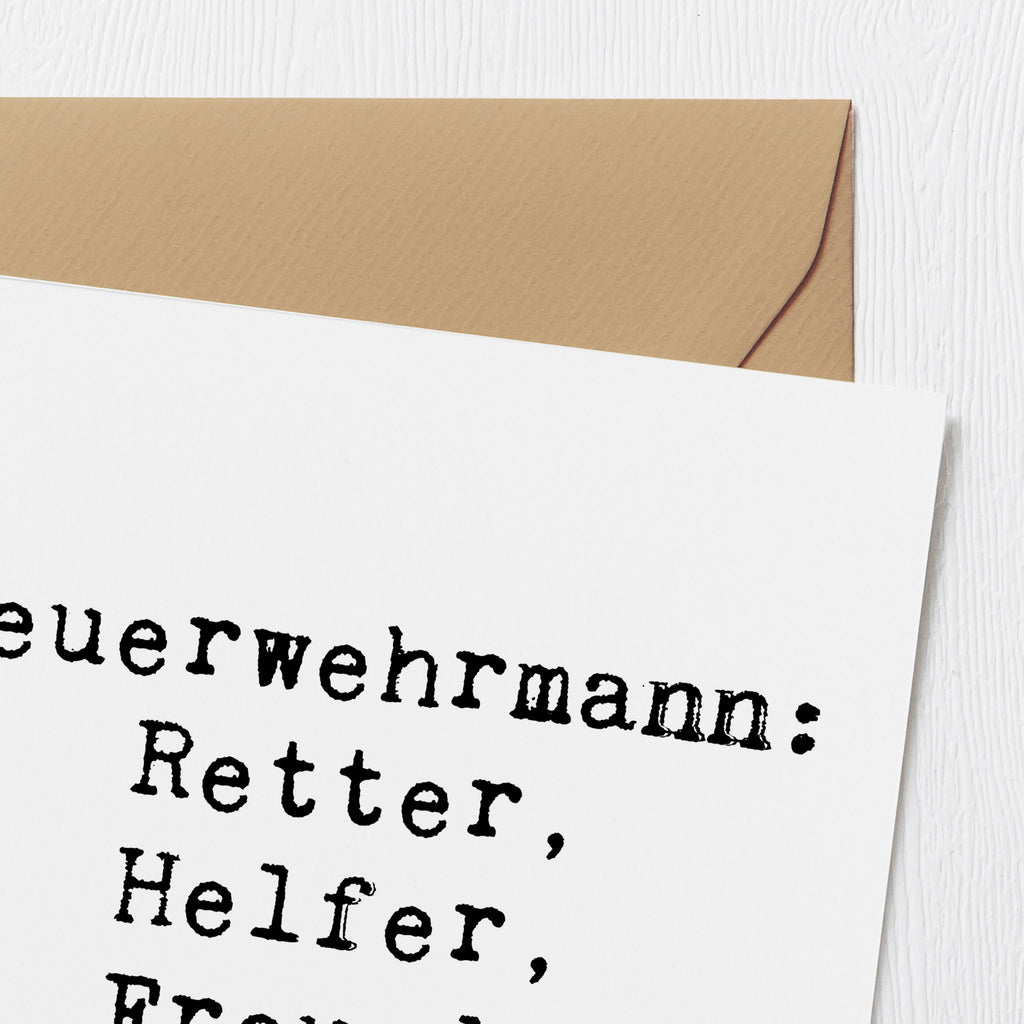 Deluxe Karte Feuerwehrmann: Retter, Helfer, Freund. Karte, Grußkarte, Klappkarte, Einladungskarte, Glückwunschkarte, Hochzeitskarte, Geburtstagskarte, Hochwertige Grußkarte, Hochwertige Klappkarte