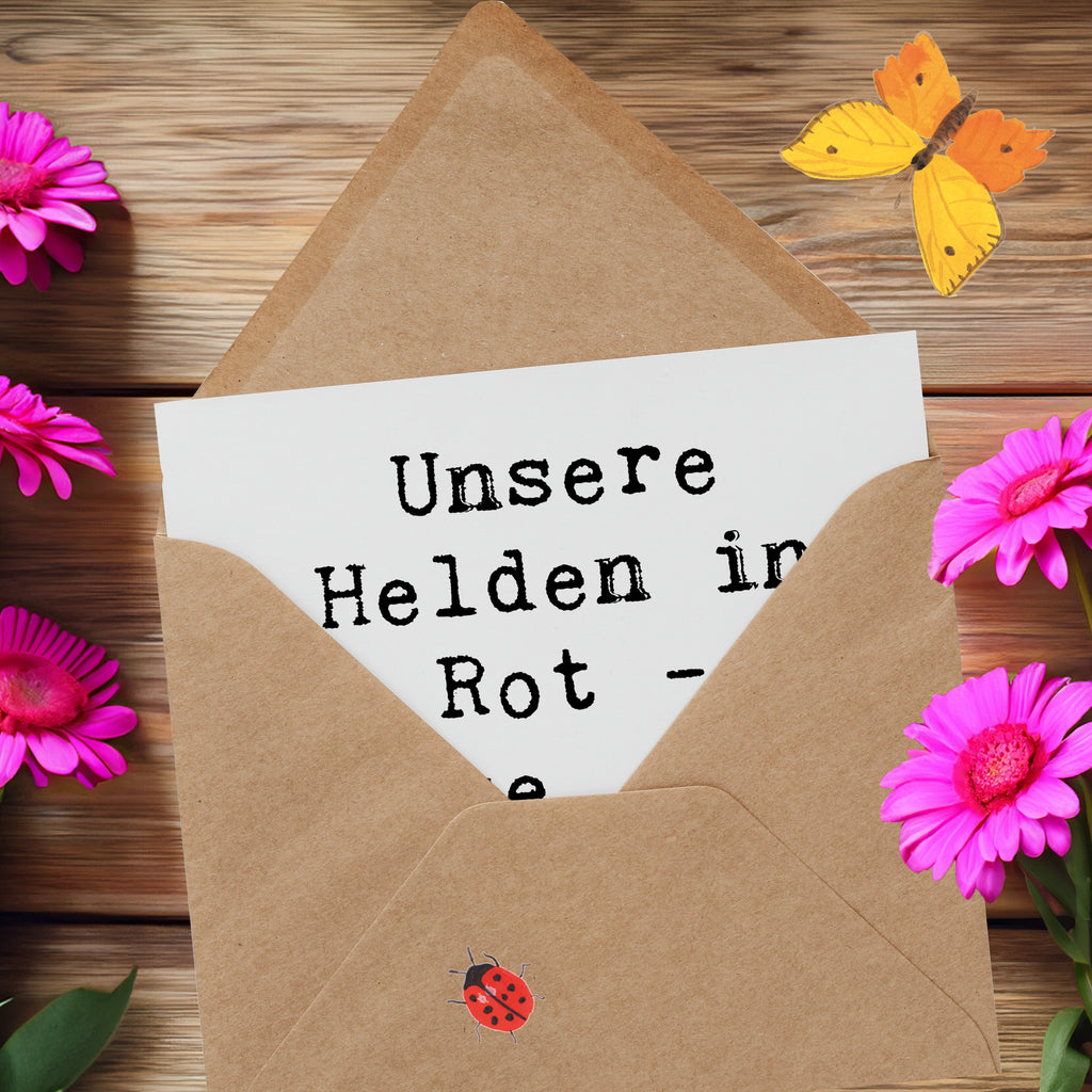 Deluxe Karte Unsere Helden in Rot - Danke, dass ihr da seid! Karte, Grußkarte, Klappkarte, Einladungskarte, Glückwunschkarte, Hochzeitskarte, Geburtstagskarte, Hochwertige Grußkarte, Hochwertige Klappkarte