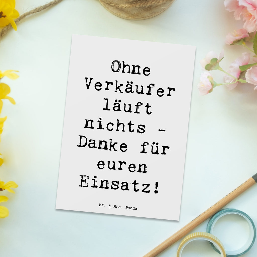 Postkarte Ohne Verkäufer läuft nichts - Danke für euren Einsatz! Postkarte, Karte, Geschenkkarte, Grußkarte, Einladung, Ansichtskarte, Geburtstagskarte, Einladungskarte, Dankeskarte, Ansichtskarten, Einladung Geburtstag, Einladungskarten Geburtstag