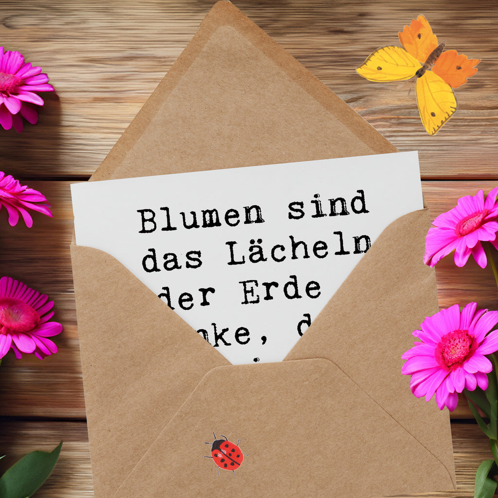 Deluxe Karte Blumen sind das Lächeln der Erde - danke, dass du sie zum Lachen bringst! Karte, Grußkarte, Klappkarte, Einladungskarte, Glückwunschkarte, Hochzeitskarte, Geburtstagskarte, Hochwertige Grußkarte, Hochwertige Klappkarte