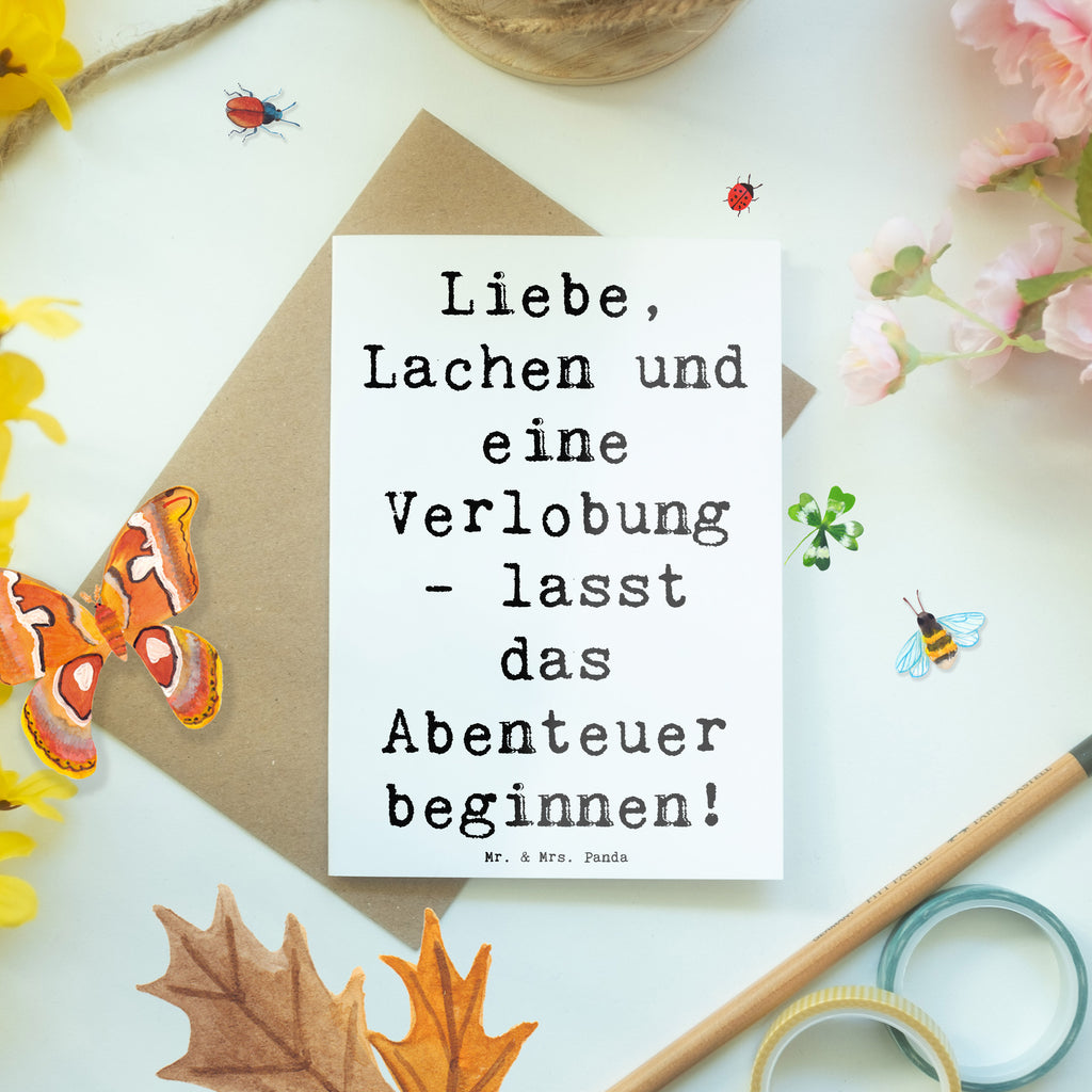 Grußkarte Liebe, Lachen und eine Verlobung - lasst das Abenteuer beginnen! Grußkarte, Klappkarte, Einladungskarte, Glückwunschkarte, Hochzeitskarte, Geburtstagskarte, Karte, Ansichtskarten, Hochzeit, Hochzeitsgeschenk, Ehe, Hochzeitsfeier, Trauung, Trauungsgeschenk, Verlobungsfeier, Verlobungsgeschenk, Hochzeitsgeschenkideen, Hochzeitsgeschenke für Brautpaar