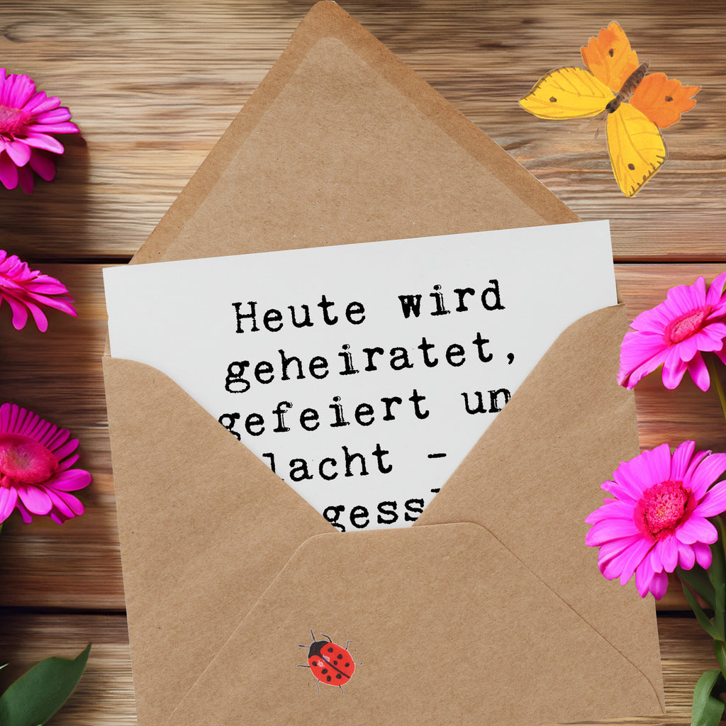 Deluxe Karte Heute wird geheiratet, gefeiert und gelacht - ein unvergesslicher Tag, der Glück und Freude macht! Karte, Grußkarte, Klappkarte, Einladungskarte, Glückwunschkarte, Hochzeitskarte, Geburtstagskarte, Hochwertige Grußkarte, Hochwertige Klappkarte, Hochzeit, Hochzeitsgeschenk, Ehe, Hochzeitsfeier, Trauung, Trauungsgeschenk, Verlobungsfeier, Verlobungsgeschenk, Hochzeitsgeschenkideen, Hochzeitsgeschenke für Brautpaar