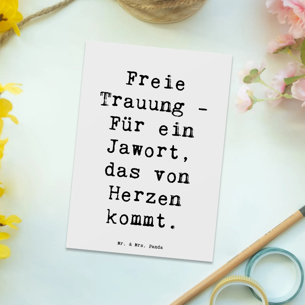 Postkarte Freie Trauung - Für ein Jawort, das von Herzen kommt. Postkarte, Karte, Geschenkkarte, Grußkarte, Einladung, Ansichtskarte, Geburtstagskarte, Einladungskarte, Dankeskarte, Ansichtskarten, Einladung Geburtstag, Einladungskarten Geburtstag, Hochzeit, Hochzeitsgeschenk, Ehe, Hochzeitsfeier, Trauung, Trauungsgeschenk, Hochzeitskarte, Verlobungsfeier, Verlobungsgeschenk, Hochzeitsgeschenkideen, Hochzeitsgeschenke für Brautpaar