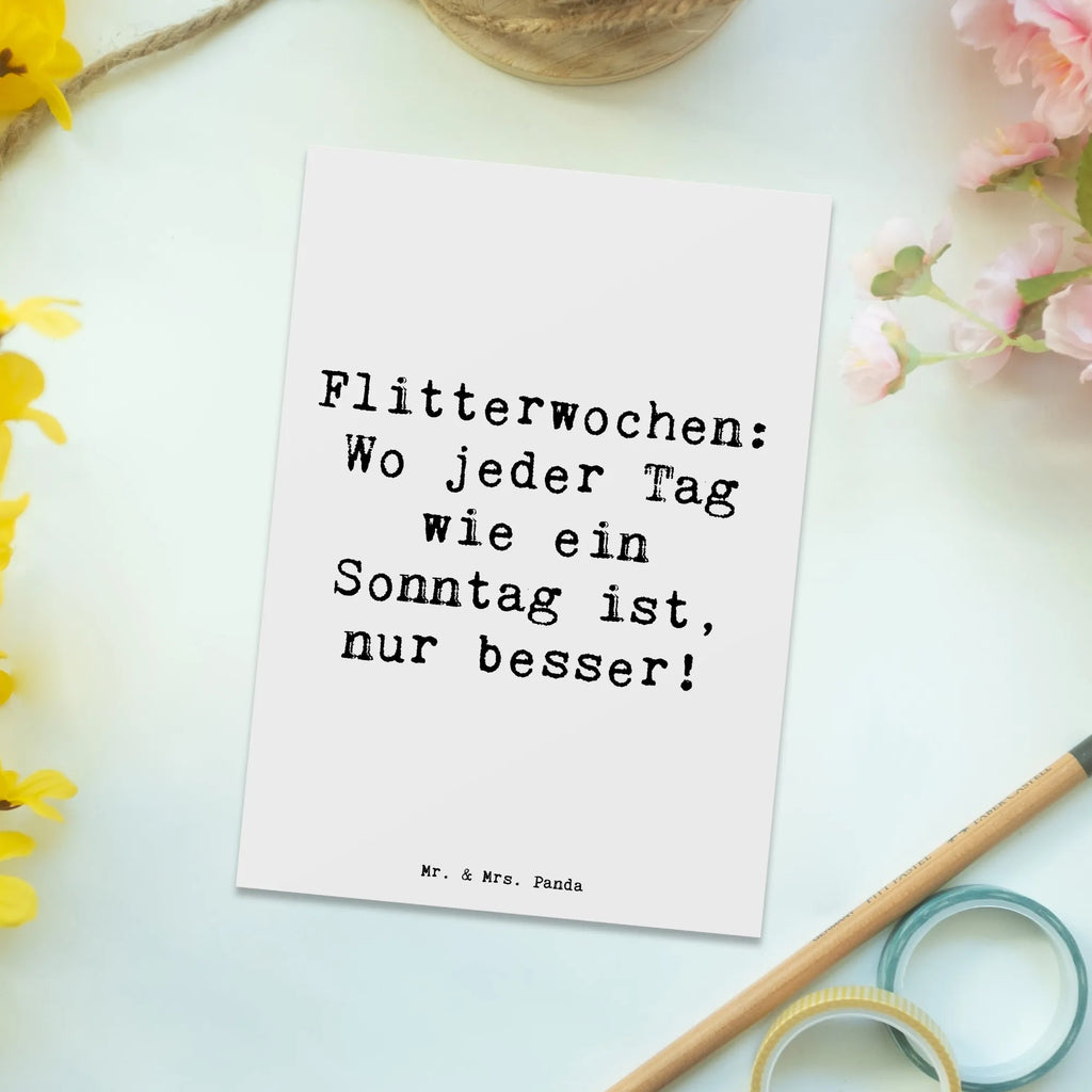 Postkarte Spruch Flitterwochen-Magie Postkarte, Karte, Geschenkkarte, Grußkarte, Einladung, Ansichtskarte, Geburtstagskarte, Einladungskarte, Dankeskarte, Ansichtskarten, Einladung Geburtstag, Einladungskarten Geburtstag, Hochzeit, Hochzeitsgeschenk, Ehe, Hochzeitsfeier, Trauung, Trauungsgeschenk, Hochzeitskarte, Verlobungsfeier, Verlobungsgeschenk, Hochzeitsgeschenkideen, Hochzeitsgeschenke für Brautpaar