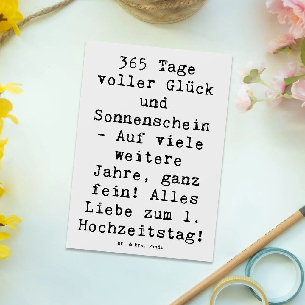 Postkarte 365 Tage voller Glück und Sonnenschein - Auf viele weitere Jahre, ganz fein! Alles Liebe zum 1. Hochzeitstag! Postkarte, Karte, Geschenkkarte, Grußkarte, Einladung, Ansichtskarte, Geburtstagskarte, Einladungskarte, Dankeskarte, Ansichtskarten, Einladung Geburtstag, Einladungskarten Geburtstag, Hochzeit, Hochzeitsgeschenk, Ehe, Hochzeitsfeier, Trauung, Trauungsgeschenk, Hochzeitskarte, Verlobungsfeier, Verlobungsgeschenk, Hochzeitsgeschenkideen, Hochzeitsgeschenke für Brautpaar