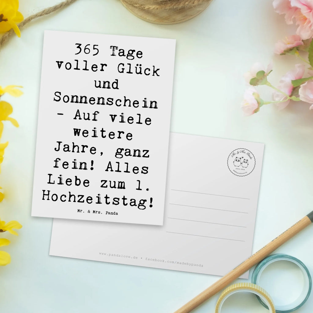 Postkarte 365 Tage voller Glück und Sonnenschein - Auf viele weitere Jahre, ganz fein! Alles Liebe zum 1. Hochzeitstag! Postkarte, Karte, Geschenkkarte, Grußkarte, Einladung, Ansichtskarte, Geburtstagskarte, Einladungskarte, Dankeskarte, Ansichtskarten, Einladung Geburtstag, Einladungskarten Geburtstag, Hochzeit, Hochzeitsgeschenk, Ehe, Hochzeitsfeier, Trauung, Trauungsgeschenk, Hochzeitskarte, Verlobungsfeier, Verlobungsgeschenk, Hochzeitsgeschenkideen, Hochzeitsgeschenke für Brautpaar