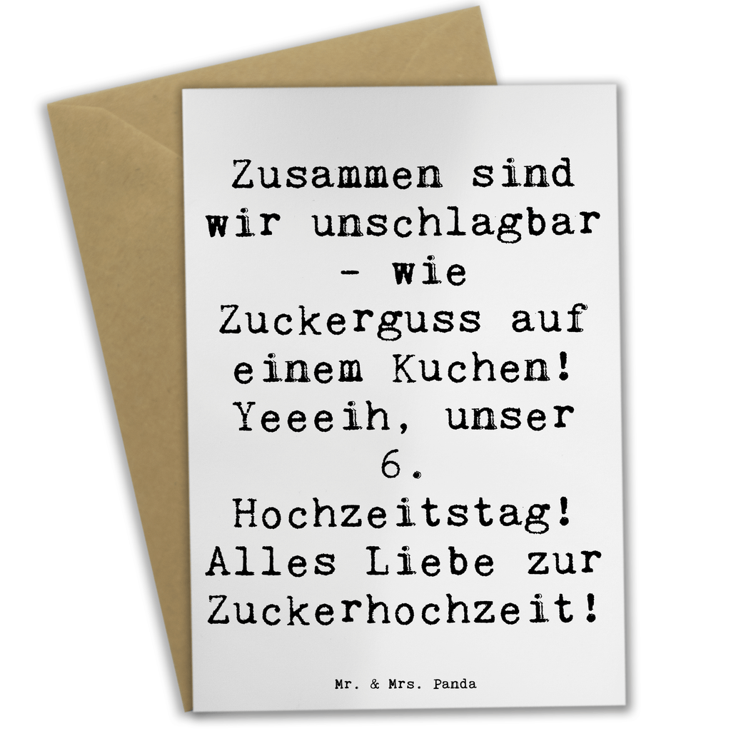 Grußkarte Zusammen sind wir unschlagbar - wie Zuckerguss auf einem Kuchen! Yeeeih, unser 6. Hochzeitstag! Alles Liebe zur Zuckerhochzeit! Grußkarte, Klappkarte, Einladungskarte, Glückwunschkarte, Hochzeitskarte, Geburtstagskarte, Karte, Ansichtskarten, Hochzeit, Hochzeitsgeschenk, Ehe, Hochzeitsfeier, Trauung, Trauungsgeschenk, Verlobungsfeier, Verlobungsgeschenk, Hochzeitsgeschenkideen, Hochzeitsgeschenke für Brautpaar