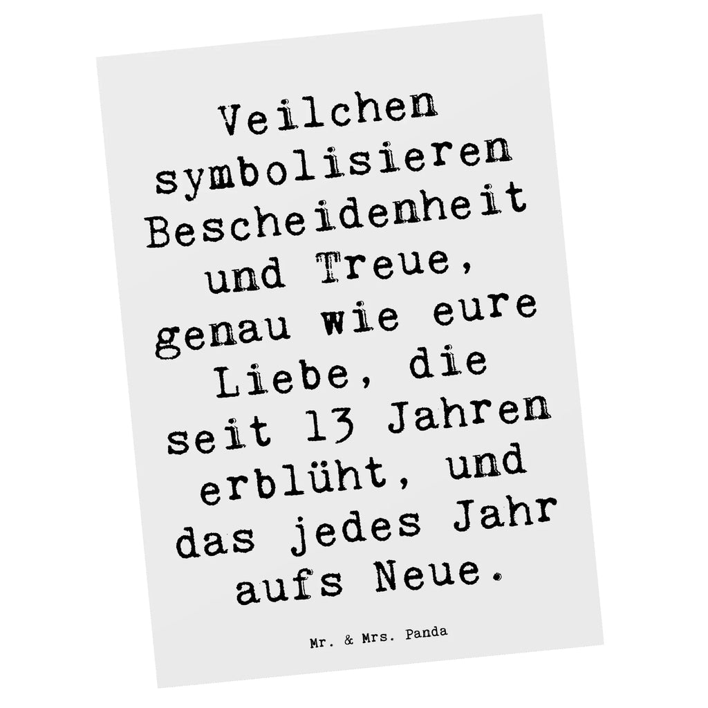 Postkarte Veilchen symbolisieren Bescheidenheit und Treue, genau wie eure Liebe, die seit 13 Jahren erblüht, und das jedes Jahr aufs Neue. Postkarte, Karte, Geschenkkarte, Grußkarte, Einladung, Ansichtskarte, Geburtstagskarte, Einladungskarte, Dankeskarte, Ansichtskarten, Einladung Geburtstag, Einladungskarten Geburtstag, Hochzeit, Hochzeitsgeschenk, Ehe, Hochzeitsfeier, Trauung, Trauungsgeschenk, Hochzeitskarte, Verlobungsfeier, Verlobungsgeschenk, Hochzeitsgeschenkideen, Hochzeitsgeschenke für Brautpaar