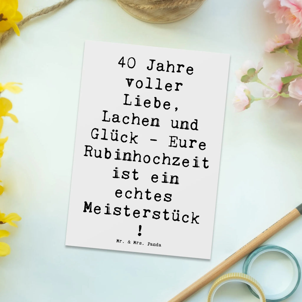 Postkarte 40 Jahre voller Liebe, Lachen und Glück - Eure Rubinhochzeit ist ein echtes Meisterstück! Postkarte, Karte, Geschenkkarte, Grußkarte, Einladung, Ansichtskarte, Geburtstagskarte, Einladungskarte, Dankeskarte, Ansichtskarten, Einladung Geburtstag, Einladungskarten Geburtstag, Hochzeit, Hochzeitsgeschenk, Ehe, Hochzeitsfeier, Trauung, Trauungsgeschenk, Hochzeitskarte, Verlobungsfeier, Verlobungsgeschenk, Hochzeitsgeschenkideen, Hochzeitsgeschenke für Brautpaar